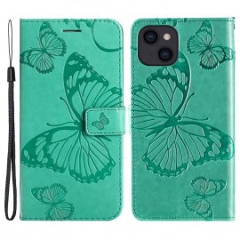 Coverup Vlinders Book Case - iPhone 15 Hoesje - Mintgroen