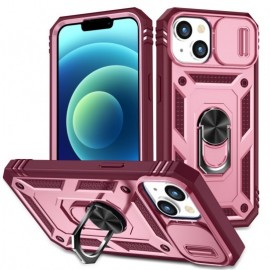 Coverup Ring Kickstand Back Cover met Camera Shield - iPhone 15 Hoesje - Roze