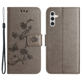 Coverup Bloemen & Vlinders Book Case - Samsung Galaxy S25 Plus / S24 Plus Hoesje - Taupe Grijs