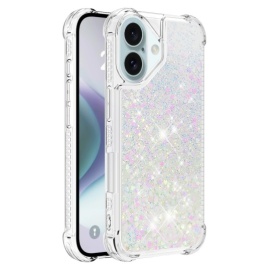 Coverup Liquid Glitter Back Cover - iPhone 16 Hoesje - Wit