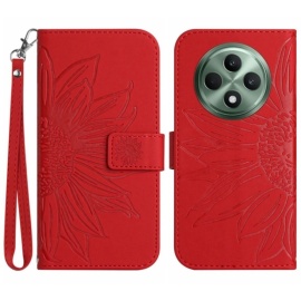 Coverup Zonnebloem Book Case met Koord - OPPO Reno12 F 5G Hoesje - Rood