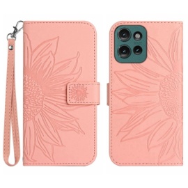 Coverup Zonnebloem Book Case met Koord - Motorola Edge 50 Neo Hoesje - Pink