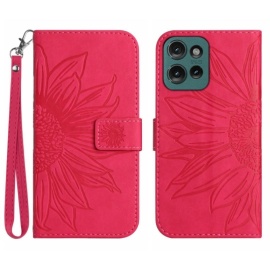 Coverup Zonnebloem Book Case met Koord - Motorola Edge 50 Neo Hoesje - Roze