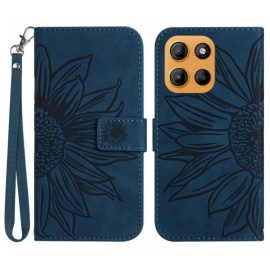 Coverup Zonnebloem Book Case met Koord - Motorola Moto G15 / G15 Power Hoesje - Donkerblauw