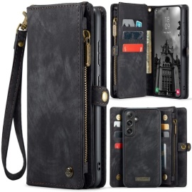 CaseMe 008 2-in-1 Book Case & Back Cover met Portemonnee - Samsung Galaxy S25 Plus Hoesje - Zwart