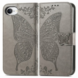 Coverup Vlinder Book Case - iPhone 16e Hoesje - Taupe Grijs