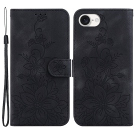 Coverup Bloemen Book Case - iPhone 16e Hoesje - Zwart